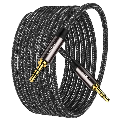 VIOY Cable auxiliar (1 m), [carcasa de cobre, sonido de alta fidelidad] cable auxiliar trenzado de 3,5 mm de macho a macho compatible con