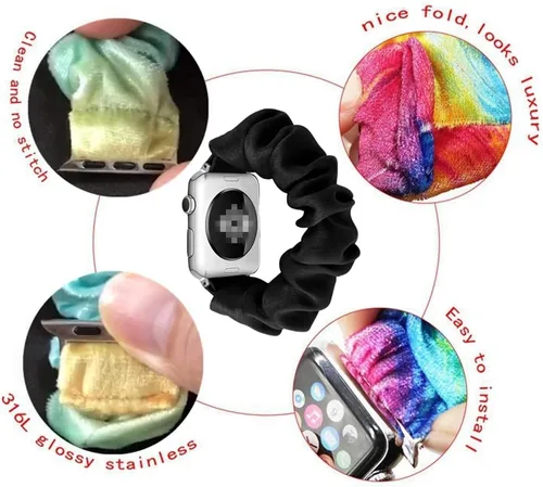 Vista 6 de Scrunchie - Correa elástica para Apple Watch Series 9 8 7 6 5 4 3 2 1 SE Ultra, correa de reloj para iWatch de 1.929 in 1.772 in 1.614 in 1.496 in