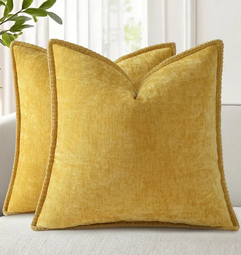 Vista 36 de Farmhouse - Juego de 2 fundas de terciopelo de cojines decorativos con bordes adornados, para sofá o sala de estar.