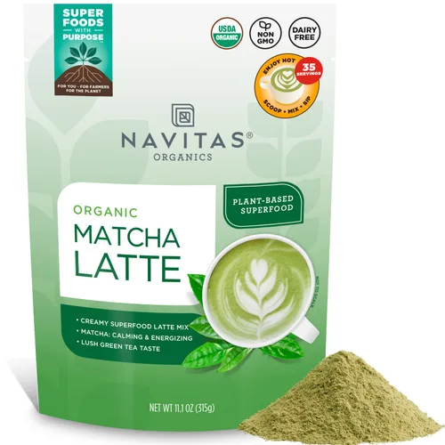 Navitas Organics Matcha Latte, bolsa de 11.1 onzas, 35 porciones, orgánico, sin OMG, sin lácteos