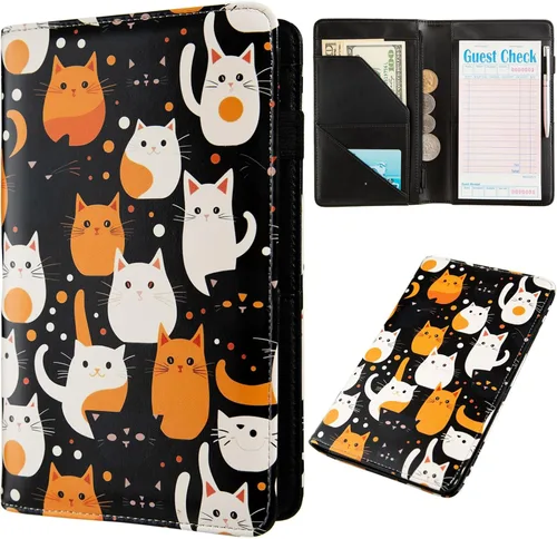 Vista 21 de Libreta rosa para mesera, libro para camarera, lindos libros para meseros con bolsillo con cierre, organizador de libros para meseras, talonario