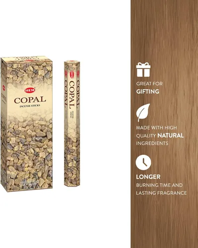 Vista 5 de Copal - Caja de seis tubos de 20 varillas - Incienso HEM