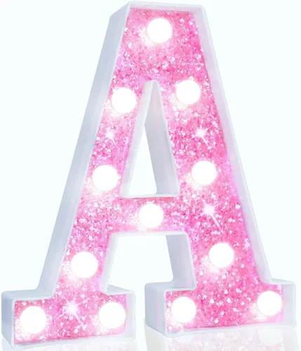 Vista 71 de Pooqla Luces de números de marquesina, números de luz rosa para niñas de 10.º cumpleaños, funciona con pilas, luz nocturna de número con purpurina