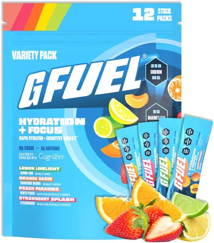 Vista 10 de G Fuel Polvo de electrolitos para hidratación y concentración instantáneas Sin azúcar, sabor a lima limón, mezcla de bebidas electrolitos