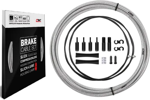 Vista 11 de CNC Juego de cables de freno de bicicleta de montaña, carcasa de cable de freno de bicicleta, cubierta trenzada y línea interior de teflón para MTB