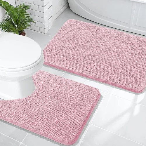 Vista 70 de OLANLY Juego de 2 alfombras de baño de felpilla suave y absorbente, antideslizantes, de secado rápido, lavables a máquina, accesorios de decoración
