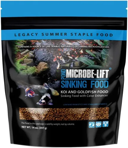 MICROBE-LIFT Pellets de alimentos para peces hundidos para estanques, jardines acuáticos y fuentes, para peces dorados vivos y koi, 14 onzas