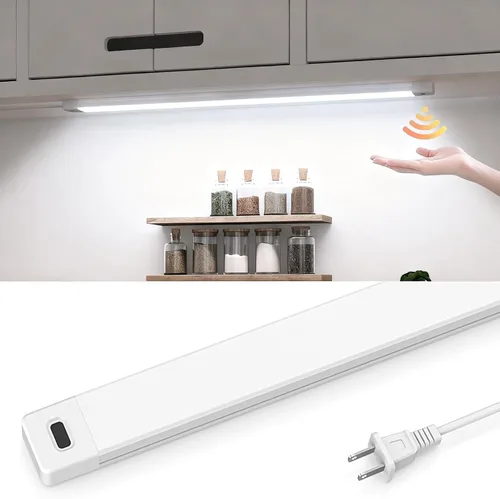 Vista 10 de MYPLUS Luces LED bajo gabinete de 16 pulgadas con sensor de movimiento manual, iluminación bajo mostrador 4000K blanco natural, regulable, Plug and