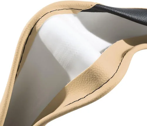Vista 5 de Funda para volante de automóvil, funda para volante de piel de microfibra con ajuste universal de 14.5-15 pulgadas, antideslizante, cómoda Beige