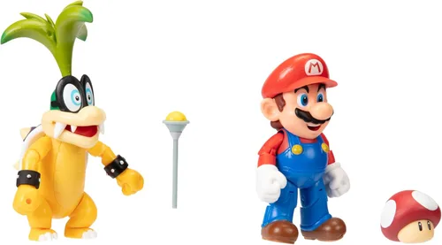 Vista 6 de Super Mario Nintendo - Figura de acción de 4 pulgadas, paquete de 2 unidades, Mario Vs. Iggy Koopa