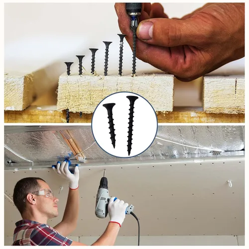 Vista 7 de JEGONFRI 250 tornillos para paneles de yeso #6 × 1 pulgada de alta dureza, negro, rosca gruesa, cabeza Phillips, cabeza avellanada, tornillos negros