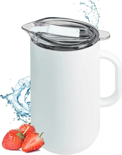 Vista 11 de Jarra Premium Aislada de Served (0.87 cuartos de galón/66oz) - Jarra de Acero Inoxidable con Doble Pared y Forro de Cobre con Tapa - Jarra Térmica