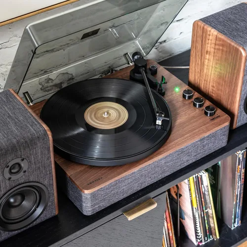 Vista 12 de Crosley CR7501A-CL Nocturne - Tocadiscos Bluetooth de 2 velocidades con altavoces estéreo a juego, color carbón