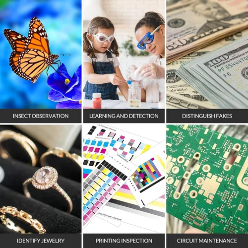 Vista 8 de Microscopio de monedas de 4.3 pulgadas, 1000 x microscopio digital LCD de mano con lupa de moneda de pantalla con 8 luces LED ajustables compatibles