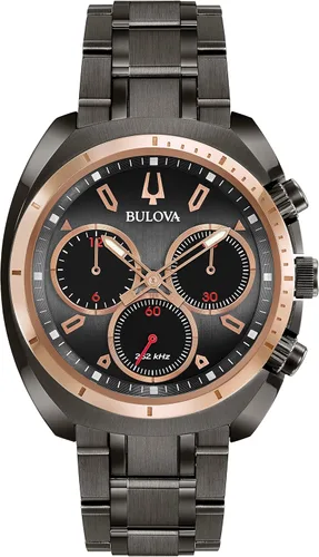 Bulova 98A158 Bulova Curv Collection Reloj analógico de cuarzo gris para hombre, Negro, Cronógrafo, movimiento de cuarzo
