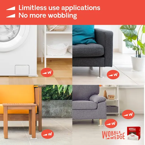 Vista 6 de Wobble Wedges Cuñas de plástico flexibles, cuñas de nivelación para mejoras del hogar, niveladores de muebles, mesa e inodoro para nivelación