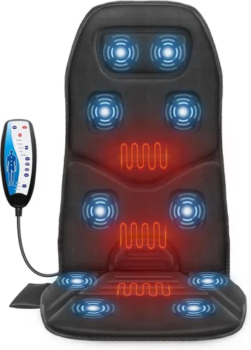 Vista 13 de COMFIER Cojín de Asiento Masajeador de Espalda con Calor, 10 Motores de Vibración, Almohadilla de Silla de Masaje, Masajeador de Silla para Alivio