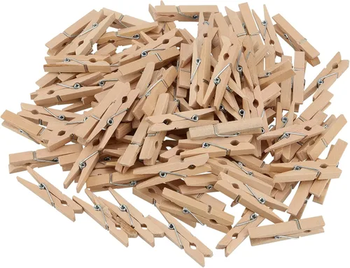 MANCHAP Paquete de 200 pinzas de madera natural, pequeños alfileres de ropa de madera, pinzas de madera para ropa, fotos, exhibición de