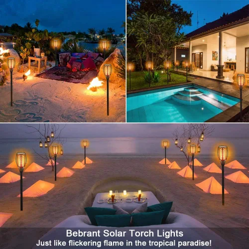 Vista 5 de Aityvert Luces solares mejoradas de 43 pulgadas, llamas bailarinas parpadeantes, impermeables, decoración de paisaje al aire libre, iluminación