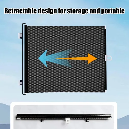 Vista 5 de Puerta retráctil para gatos y perros para interiores, para escaleras, sin perforación, valla antis, puertas de PVC para perros, para puertas