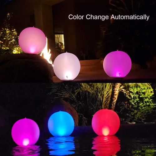 Vista 3 de Rukars Luz de Piscina de Bola Flotante Solar 4 PCS, 14 Pulgadas Inflable Colgable IP68 Impermeable Recargable LED Globo Luminoso de Cambio