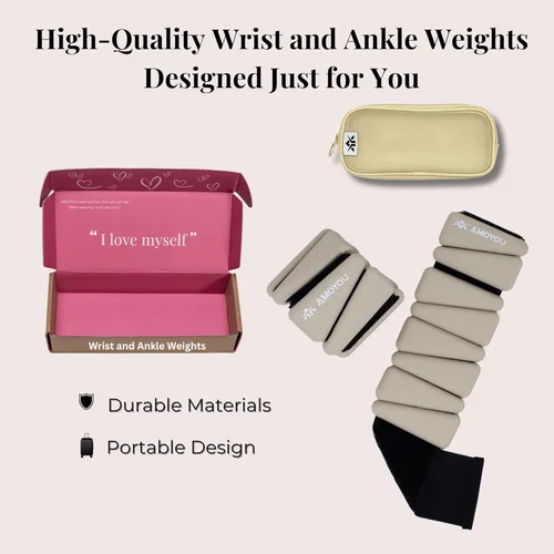 Vista 6 de AMOYOU Pesas de muñeca y tobillo para mujer, pesas de tobillo de 2 libras (juego de 2, 1 libra cada una), pesas de brazo para mujer, pesas