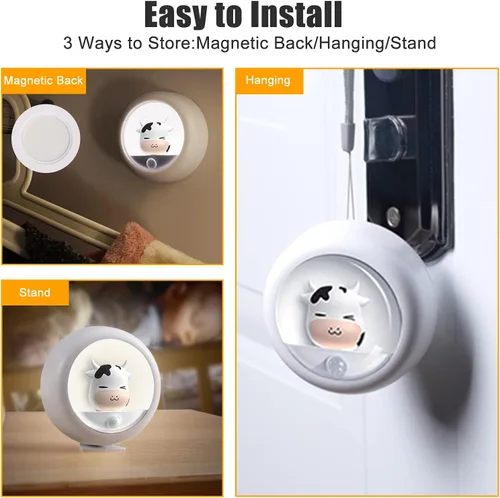 Vista 4 de AIMILAR Luz nocturna, luz recargable con sensor de movimiento con brillo ajustable y 3 opciones de montaje, luces nocturnas ideales para niños