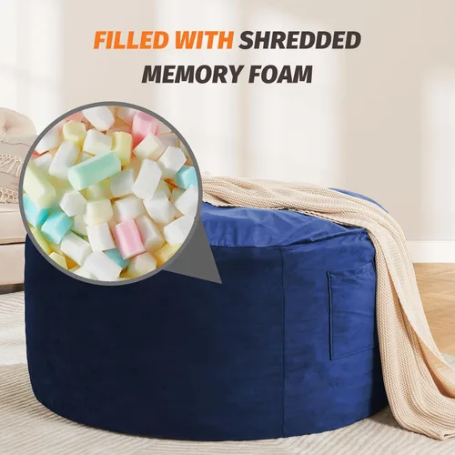 Vista 5 de Puf para adultos, silla tipo puf de espuma viscoelástica de 3 pies, sofá para niños/adolescentes con funda de microfibra suave, sofá redondo
