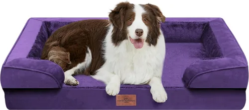 Vista 59 de Comfort Expression - Cama ortopédica para perros pequeños, 20 x 14 pulgadas, cama impermeable y de apoyo de espuma con cojines removibles, sofá