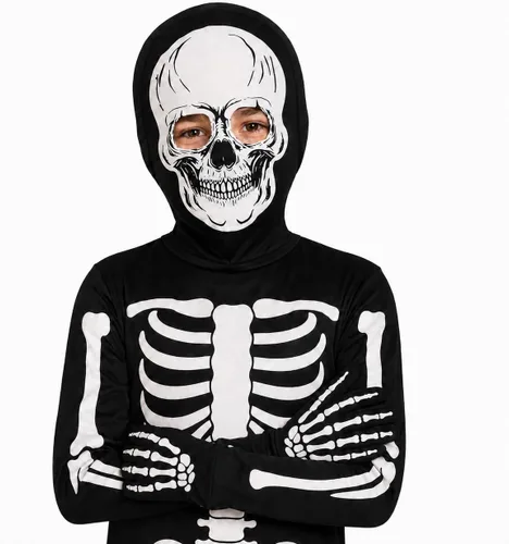 Vista 3 de #followme Disfraz de esqueleto de Halloween para niños, juego de 3 piezas Esqueleto con máscara