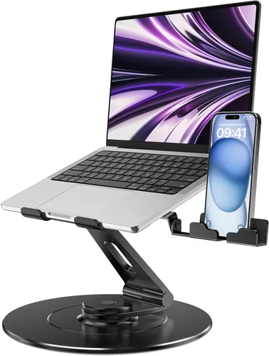 Vista 10 de LOXP Soporte ajustable para computadora portátil, elevador plegable de metal, soporte de refrigeración ventilado, soporte ergonómico