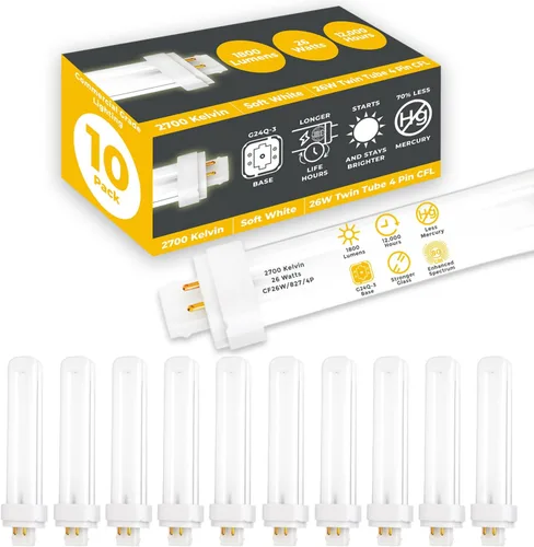 Vista 33 de GoodBulb Bombillas CFL de 13 W, base GX23 de 2 pines, 2700 K, blanco suave, 13 W, alto rendimiento, 800 lúmenes, bombillas fluorescentes compactas