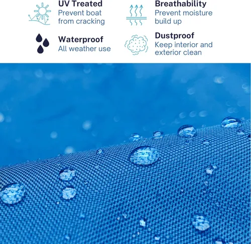 Vista 3 de EliteShield Cubierta impermeable para lancha pontón, poliéster 600D resistente grado marino, cubierta de pontón remolcable cubierta de lancha, se