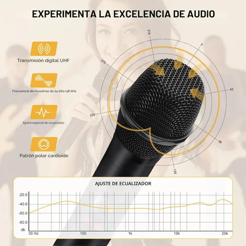 Vista 2 de MELONARE Sistema de micrófono inalámbrico UHF de 4 canales para montaje en rack MWM-41F 4 Dynamic Handheld Mics, 4 x 10 Frequencies, 260 ft Range