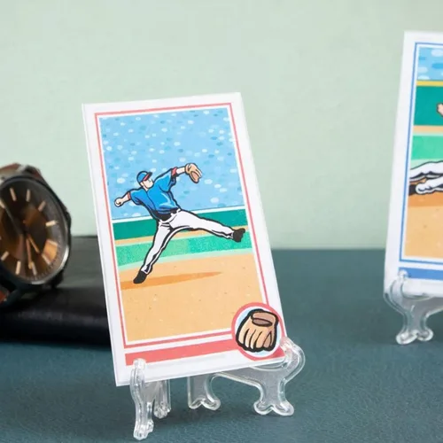 Vista 2 de Juvale Mini caballete acrílico - Paquete de 24, plástico transparente de 3 pulgadas, soportes de exhibición para coleccionables, tarjetas