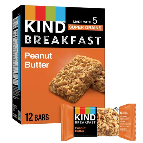 Vista 4 de KIND Barras de proteína de desayuno, mantequilla de maní, sin gluten, bajas en sodio, aperitivos saludables, 0.23 onzas de proteína, 6