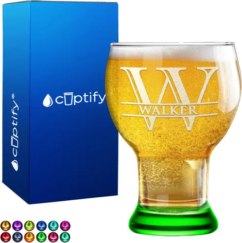 Vista 17 de Vaso de cerveza personalizado con nombre de círculo elaborado de 16 onzas, parte inferior negra, grabado maestro selecto, con texto personalizado