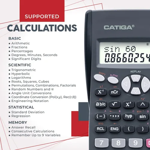 Vista 3 de Calculadora Científica de 2 Líneas - para Matemáticas (Álgebra y Trigonometría), Ciencias, Estadística, Ingeniería, Física, Clase de Negocios, Más