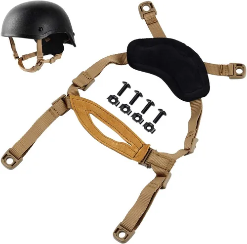 Correa de barbilla para casco, 4 puntos para táctica, rápido/MICH/IBH, cascos de Kevlar Bump Scrim, sistema de suspensión X-Nape con pernos y