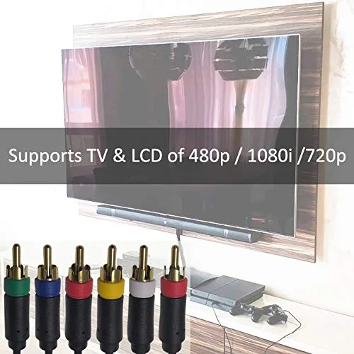 Vista 5 de Bealuffe Cable de audio y video componente para PS2, PS3, PS3, delgado, HD Multi Out, RCA de audio y vídeo para Sony Playstation PS3 (6 pies)