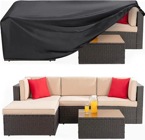 Vista 10 de Funda Impermeable para Muebles de Exterior, Fundas para Muebles de Patio de 137 Pulgadas Tamaño Grande Fundas para Sofá Seccional Rectangulares
