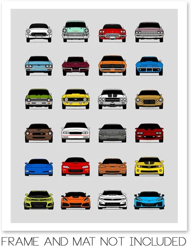 Vista 2 de Custom Car Posters Póster hecho a mano compatible con Chevy Evolution Print Wall Art Decor the Best of Chevrolet Generations, multi, 8 x 10 pulgadas