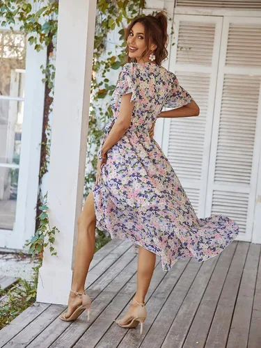 Vista 7 de PRETTYGARDEN Vestido largo bohemio floral de verano para mujer Melocotón Floral