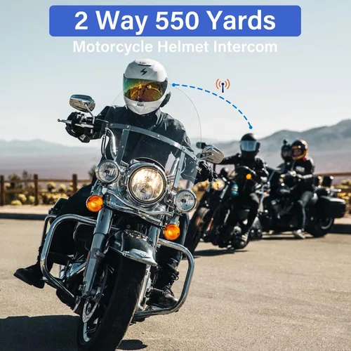 Vista 2 de Auriculares Bluetooth para casco de motocicleta, intercomunicador de 2 vías, 550 yardas, sonido HIFI, cancelación de ruido, compartir música, 1000
