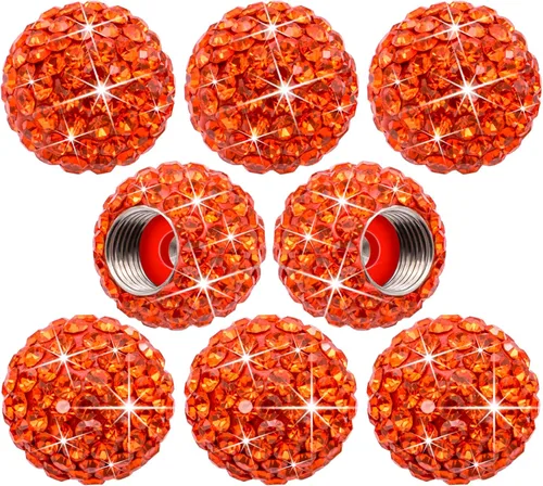 Vista 19 de 4 piezas de tapas de vástago de válvula de neumático con brillo de cristal y diamante, tapas de válvula de neumático de rueda de coche con brillo