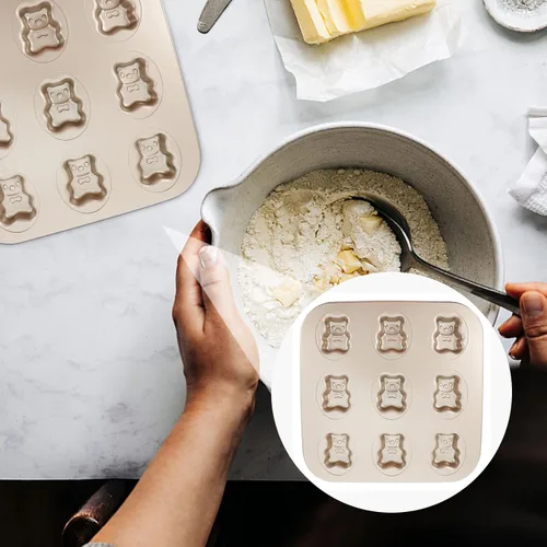 Vista 8 de Hemoton Bear Madeleine - Molde de galletas antiadherente de acero al carbono, mini molde para horno, molde de pastelería, linda forma de oso