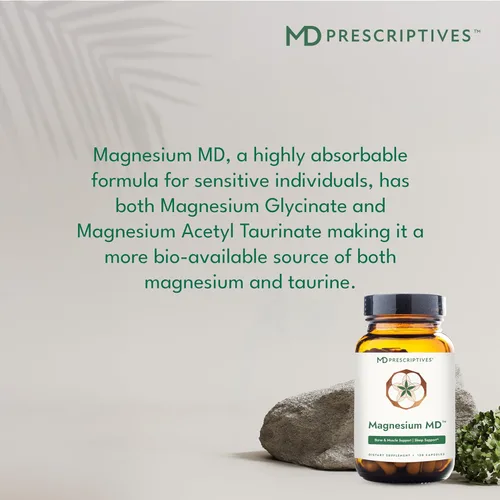Vista 4 de MD Prescriptives - Magnesio MD - Suplemento dietético de magnesio altamente absorbible con glicinato y taurinato de acetilo - 120 cápsulas