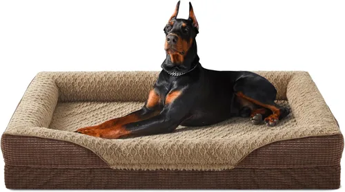 Vista 10 de INVENHO - Cama ortopédica para perros de tamaño mediano, sofá de espuma viscoelástica con diseño de huevera y funda extraíble lavable, forro