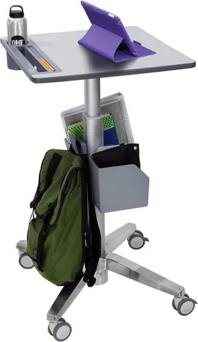 Vista 9 de Ergotron LearnFit - Escritorio móvil de pie, altura ajustable, pequeño escritorio rodante para computadora portátil con ruedas para aula, oficina