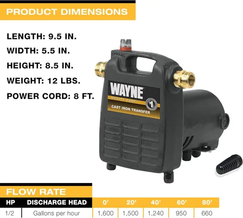 Vista 4 de Wayne PC4 - Bomba multipropósito de hierro fundido 12 HP con colador de succión